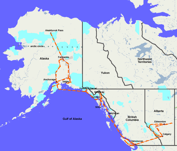 map of Alaska and Canada