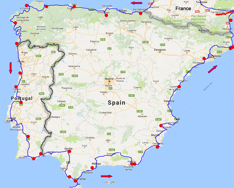 Spain Portugal Route Map